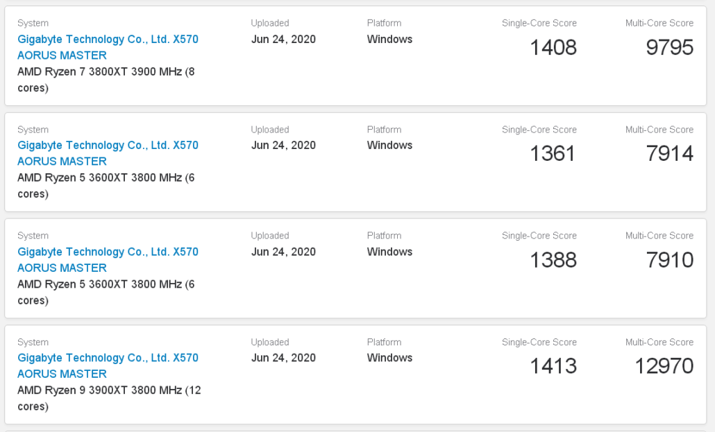 AMD Ryzen 3000XT Matisse Refresh CPU Benchmarks Geekbench a13d0